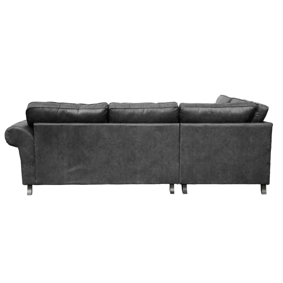 Oakland Left Hand Faux Leather Corner Sofa Black – image 4