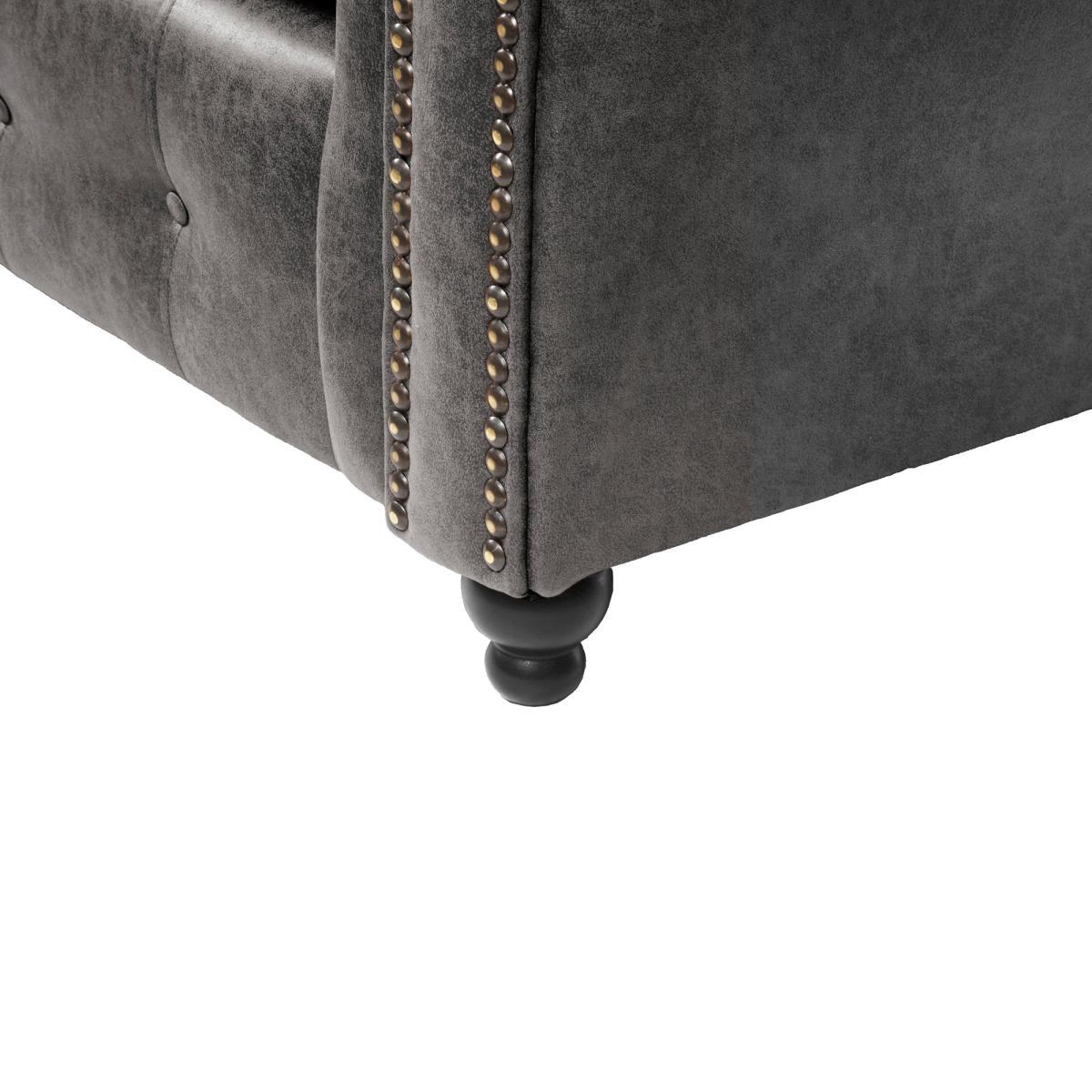 Oakland Left Hand Faux Leather Corner Sofa Black – image 8