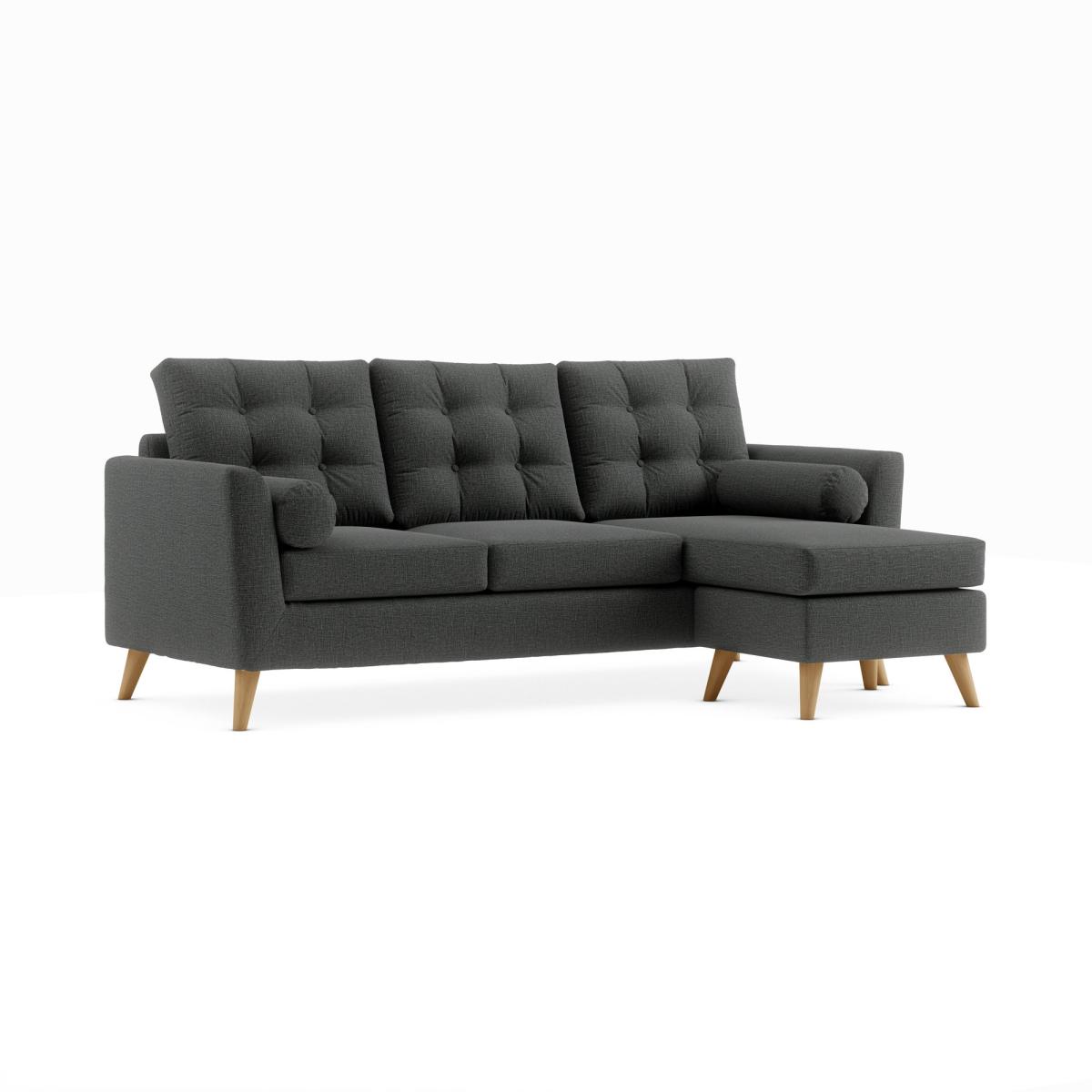 Lewes Slub Cotton Blend Large Corner Chaise Slub Cotton Blend Black – image 2