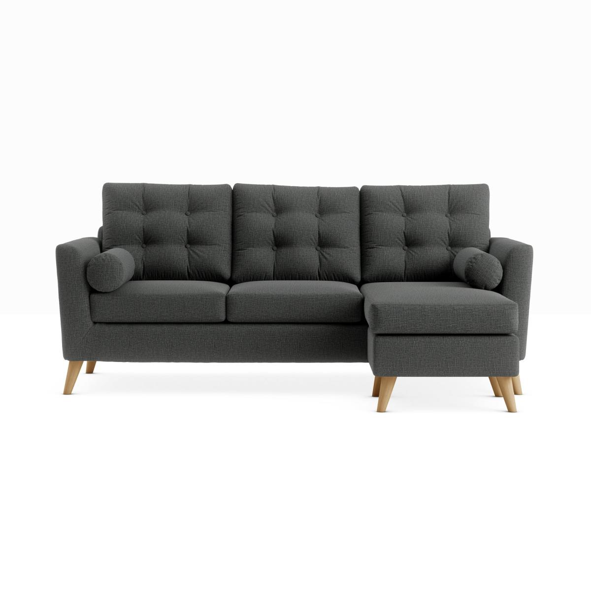 Lewes Slub Cotton Blend Large Corner Chaise Slub Cotton Blend Black – image 3