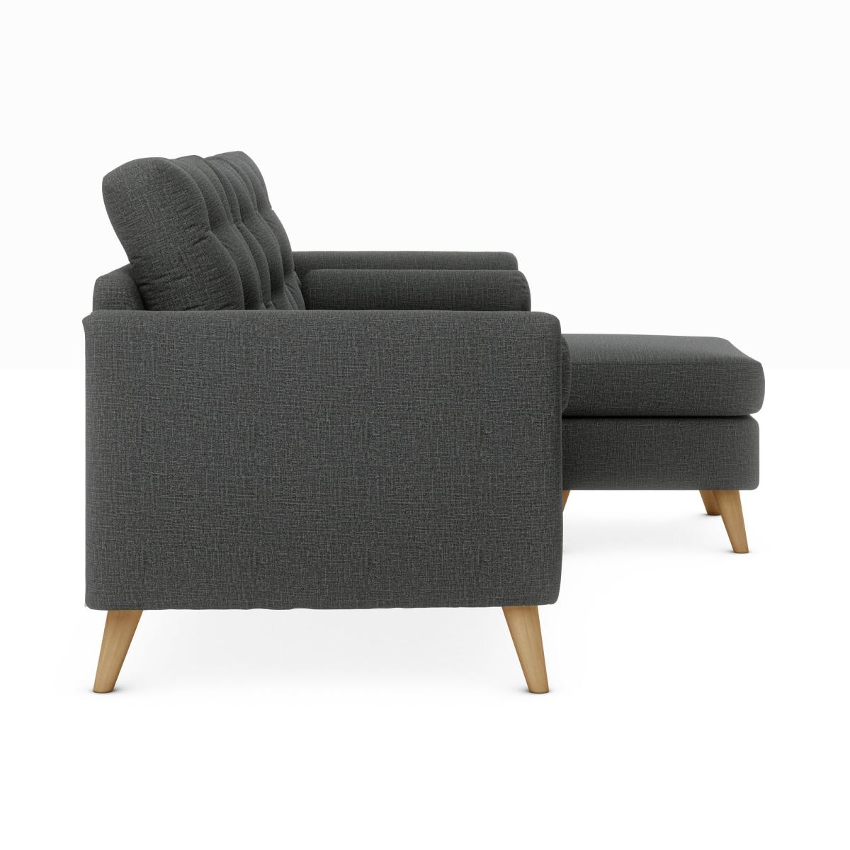 Lewes Slub Cotton Blend Large Corner Chaise Slub Cotton Blend Black – image 4