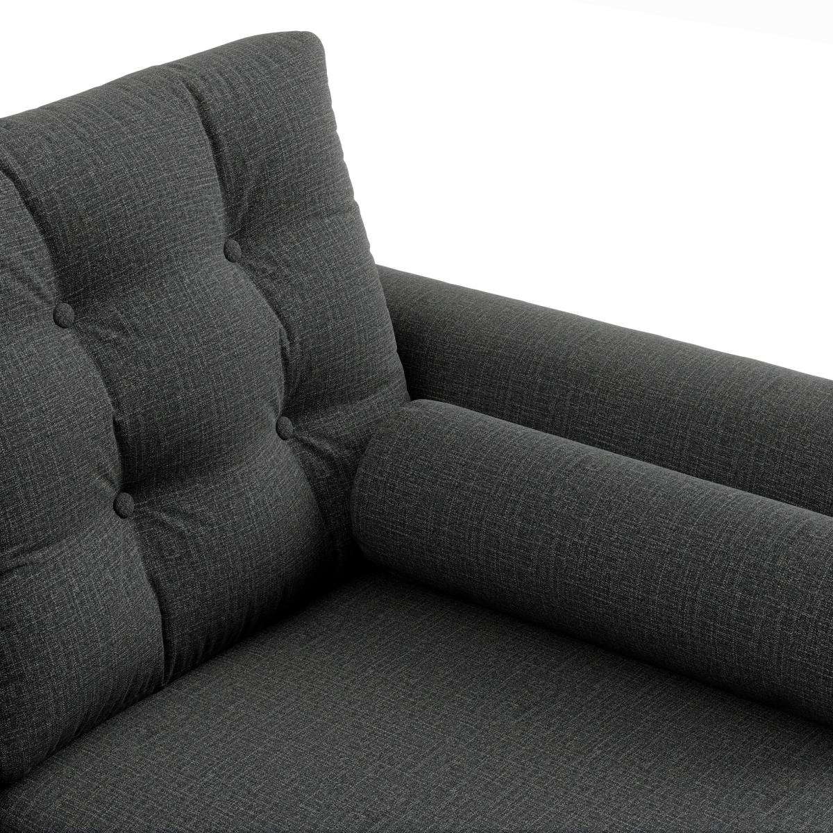 Lewes Slub Cotton Blend Large Corner Chaise Slub Cotton Blend Black – image 6