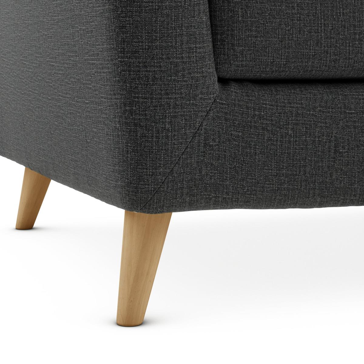 Lewes Slub Cotton Blend Large Corner Chaise Slub Cotton Blend Black – image 7