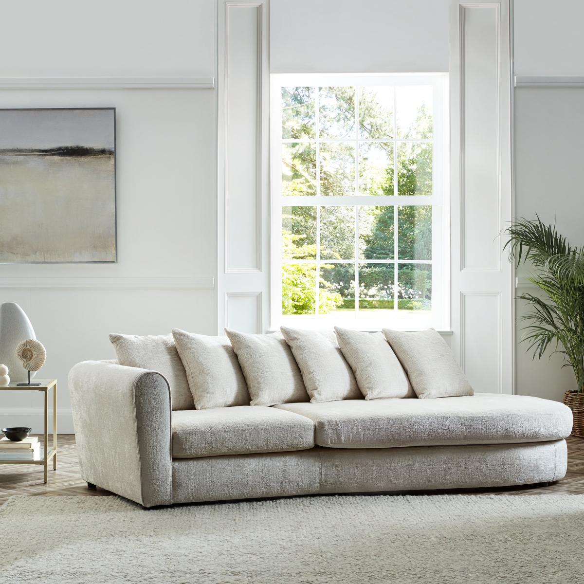 Blake Curved Arm Scatter Back Soft Texture Chenille Light Natural Corner Chaise Soft Texture Chenille Light Natural – image 2