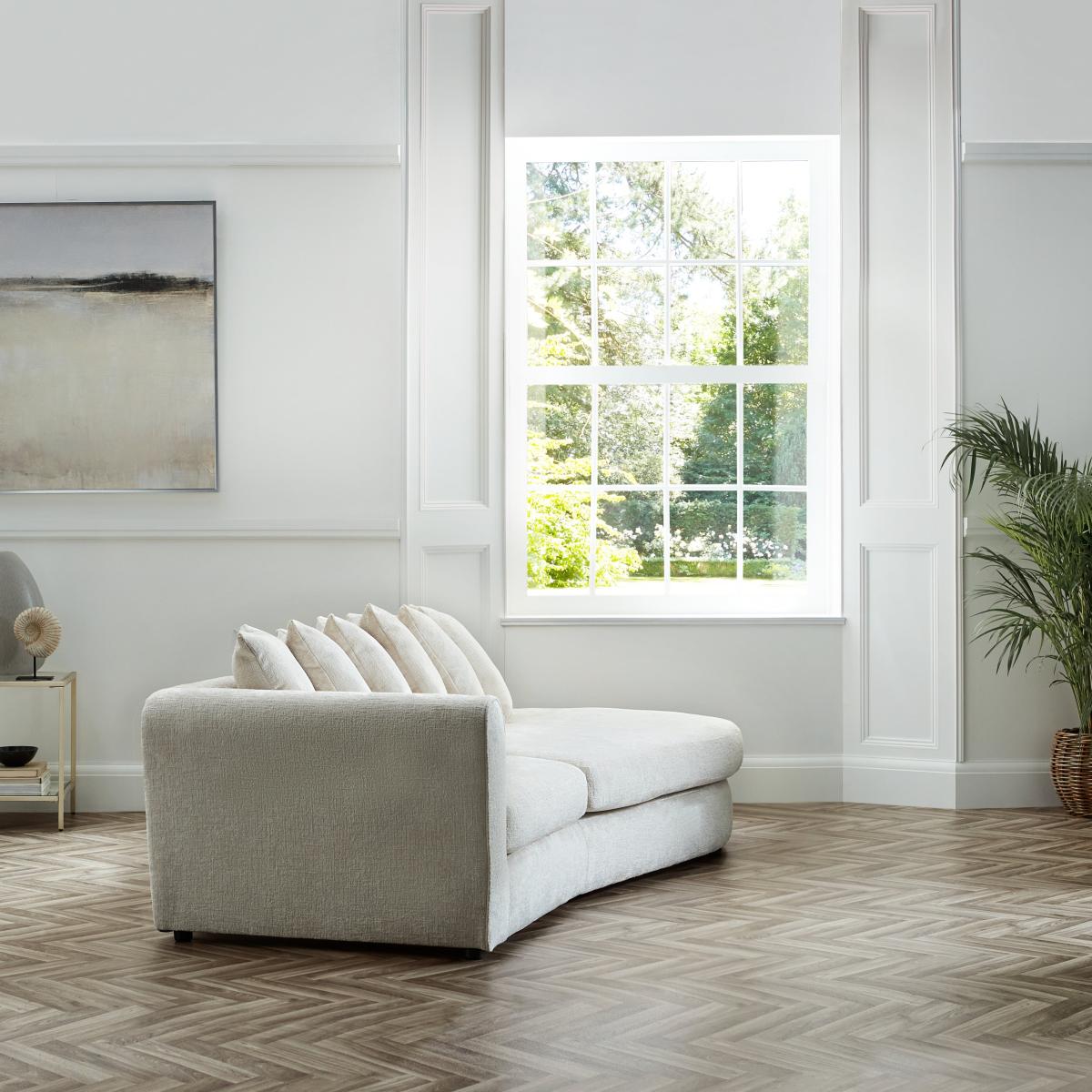 Blake Curved Arm Scatter Back Soft Texture Chenille Light Natural Corner Chaise Soft Texture Chenille Light Natural – image 3