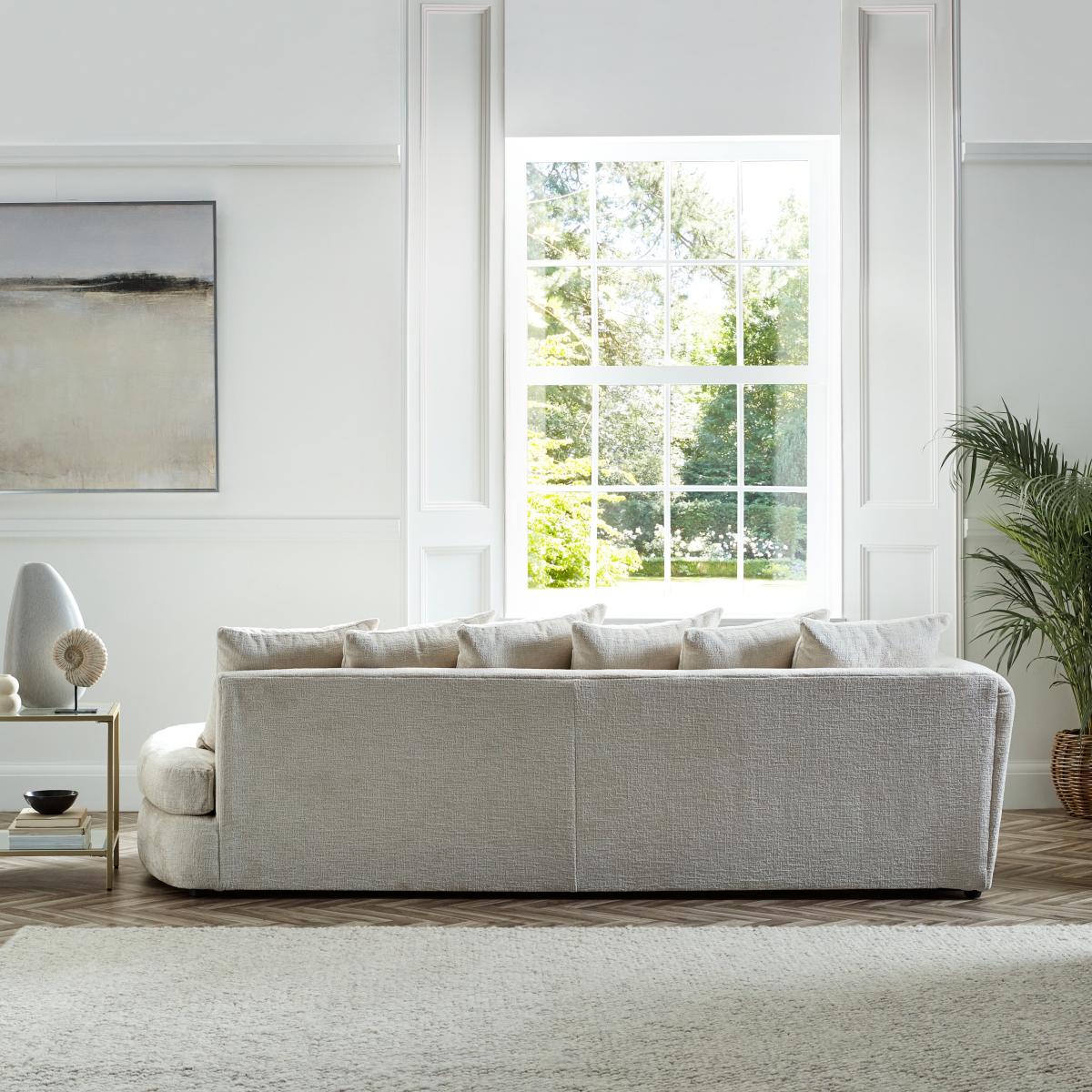 Blake Curved Arm Scatter Back Soft Texture Chenille Light Natural Corner Chaise Soft Texture Chenille Light Natural – image 4