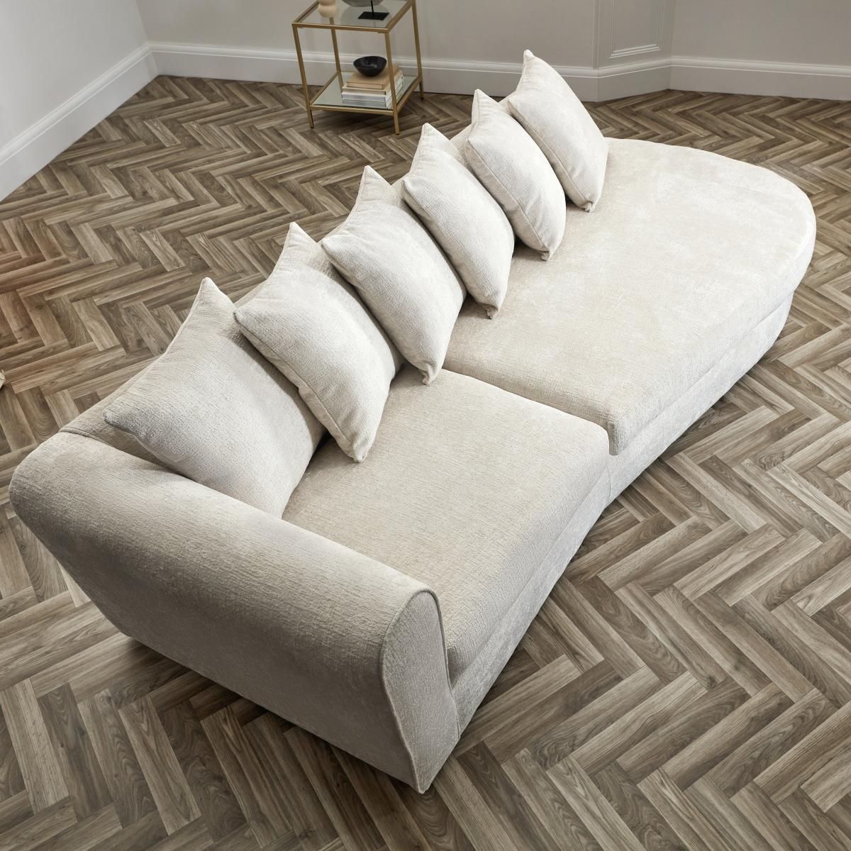 Blake Curved Arm Scatter Back Soft Texture Chenille Light Natural Corner Chaise Soft Texture Chenille Light Natural – image 7