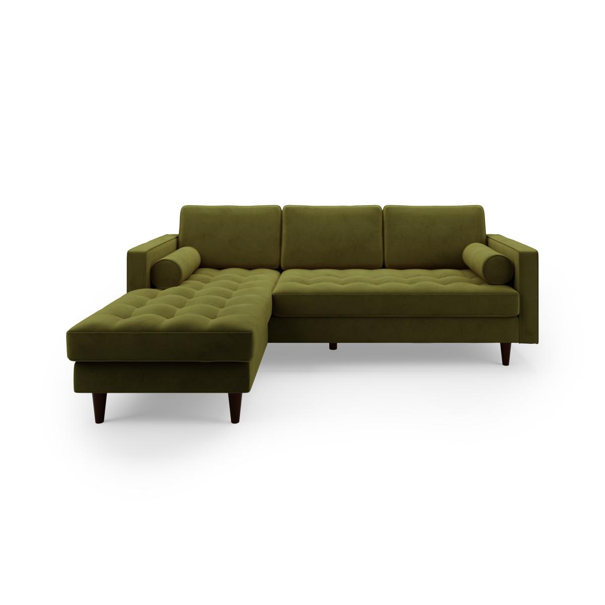 Zoe Velvet Left Hand Corner Chaise Olive – image 2