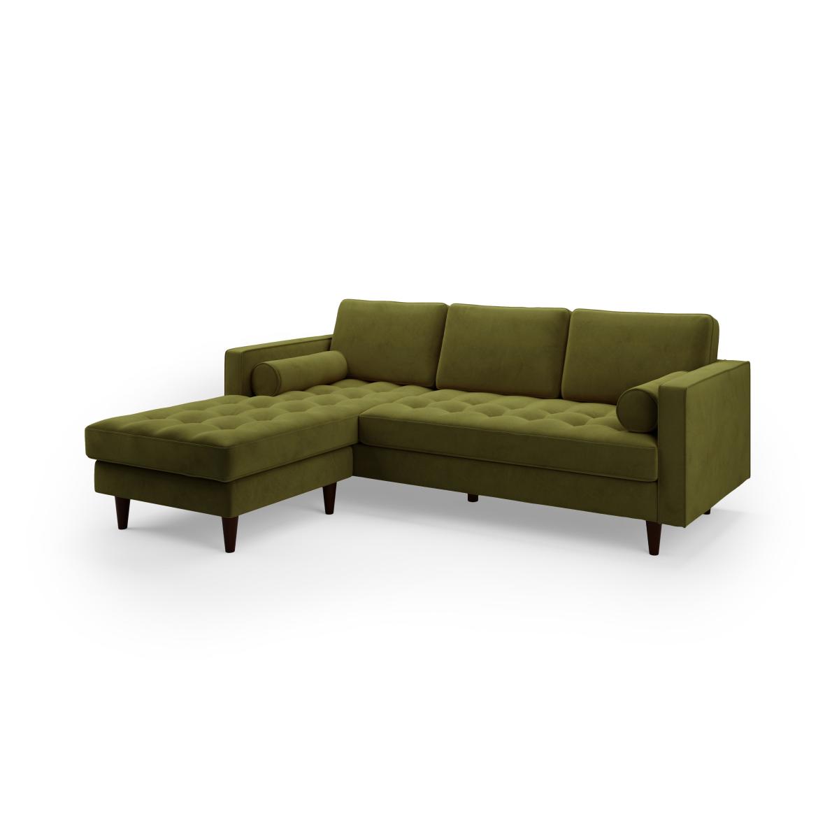 Zoe Velvet Left Hand Corner Chaise Olive – image 3