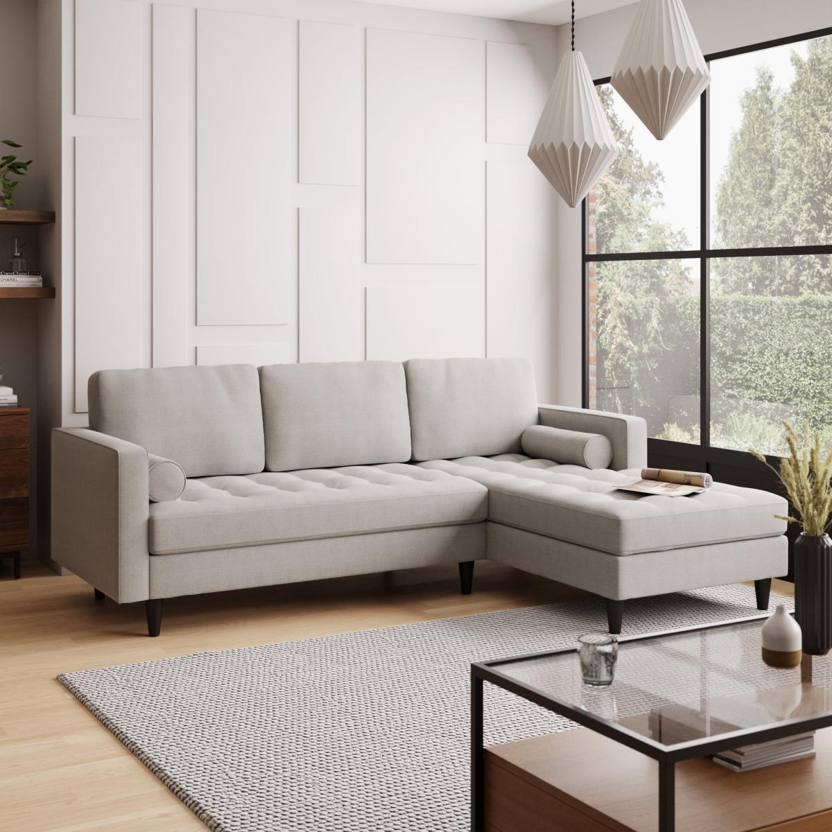 Zoe Boucle Right Hand Corner Sofa Light Grey – image 1