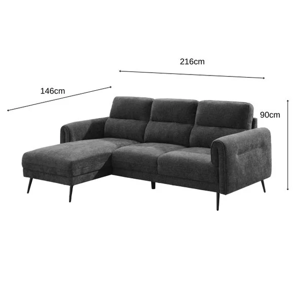 Oakley 3 Seater Chenille Corner Chaise Sofa – image 4