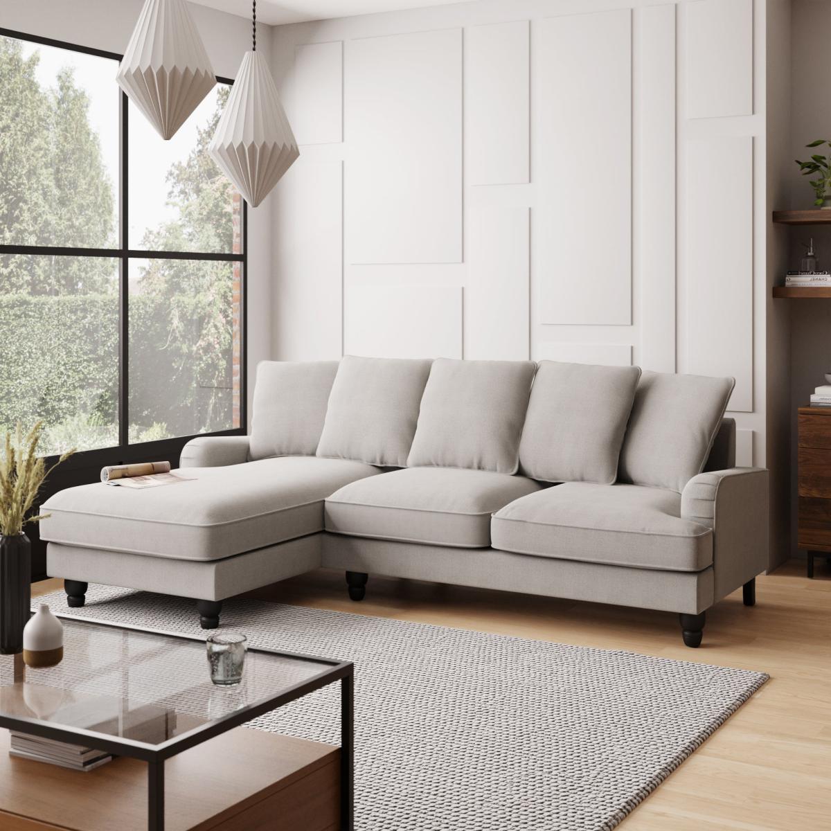 Beatrice Scatter Back Boucle Left Hand Corner Sofa Light Grey – image 1