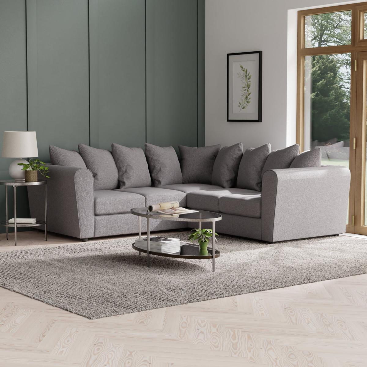 Blake Curved Arm Soft Texture Large Corner Sofa Soft Texture Grey – image 1
