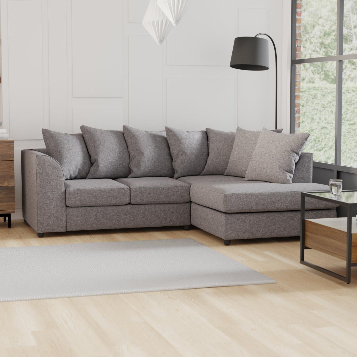 Blake Soft Texture Fabric Corner Sofa Grey – image 1