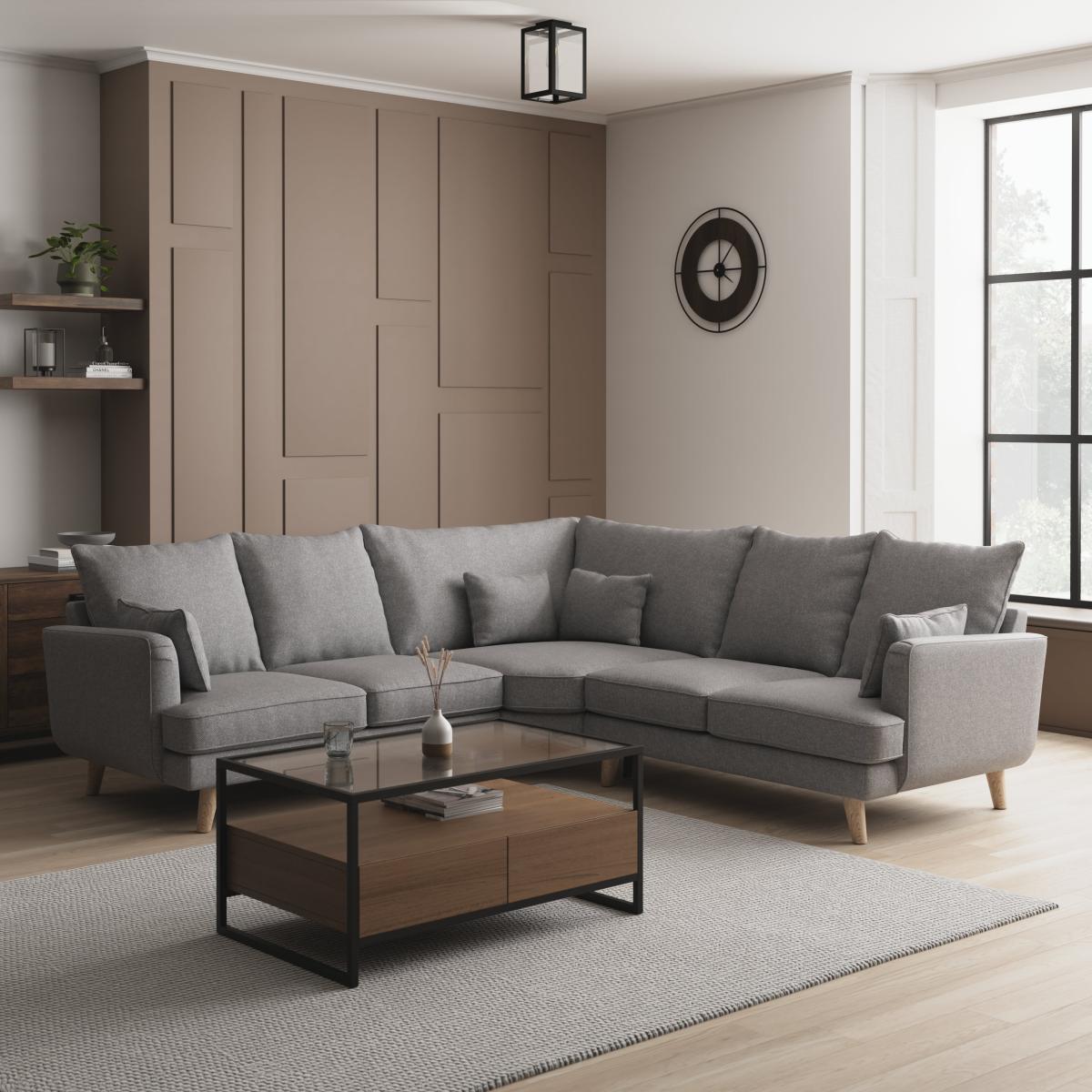 Estelle Silver Textured Weave Corner Sofa Silver – image 2