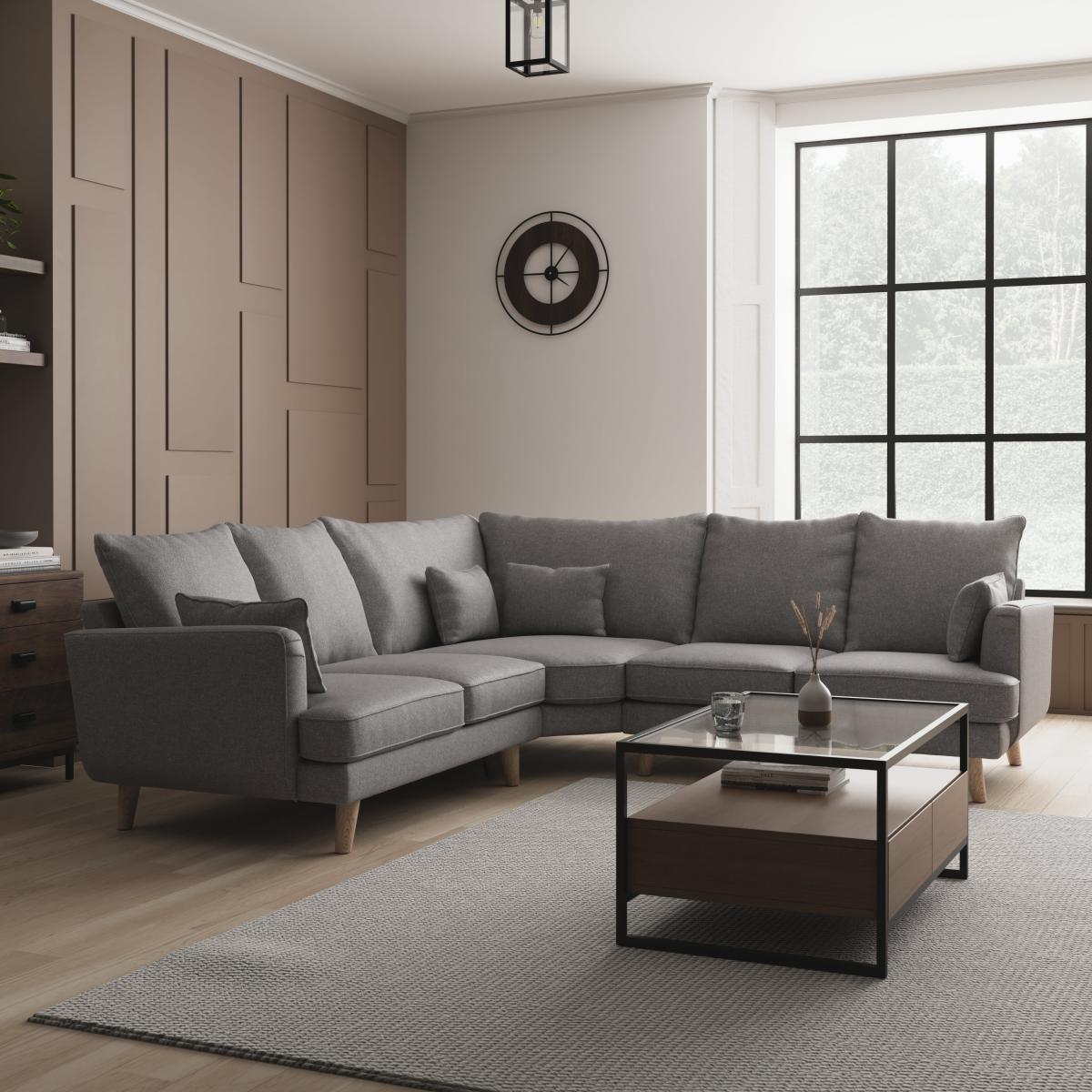 Estelle Silver Textured Weave Corner Sofa Silver – image 1