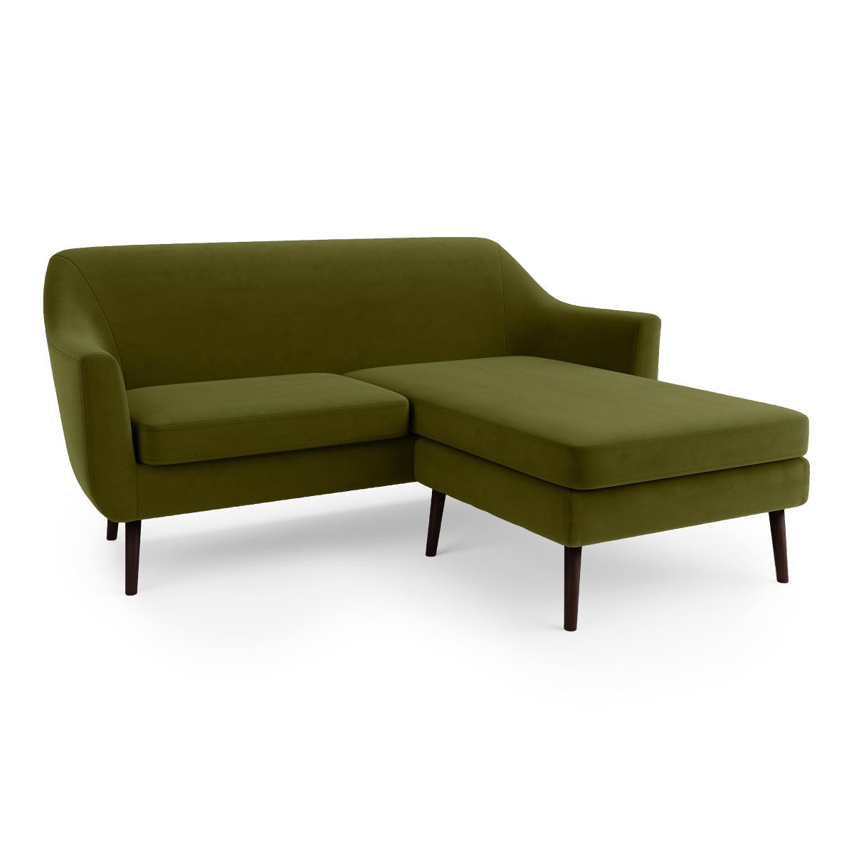 Eddie Velvet Compact Corner Chaise Green – image 2
