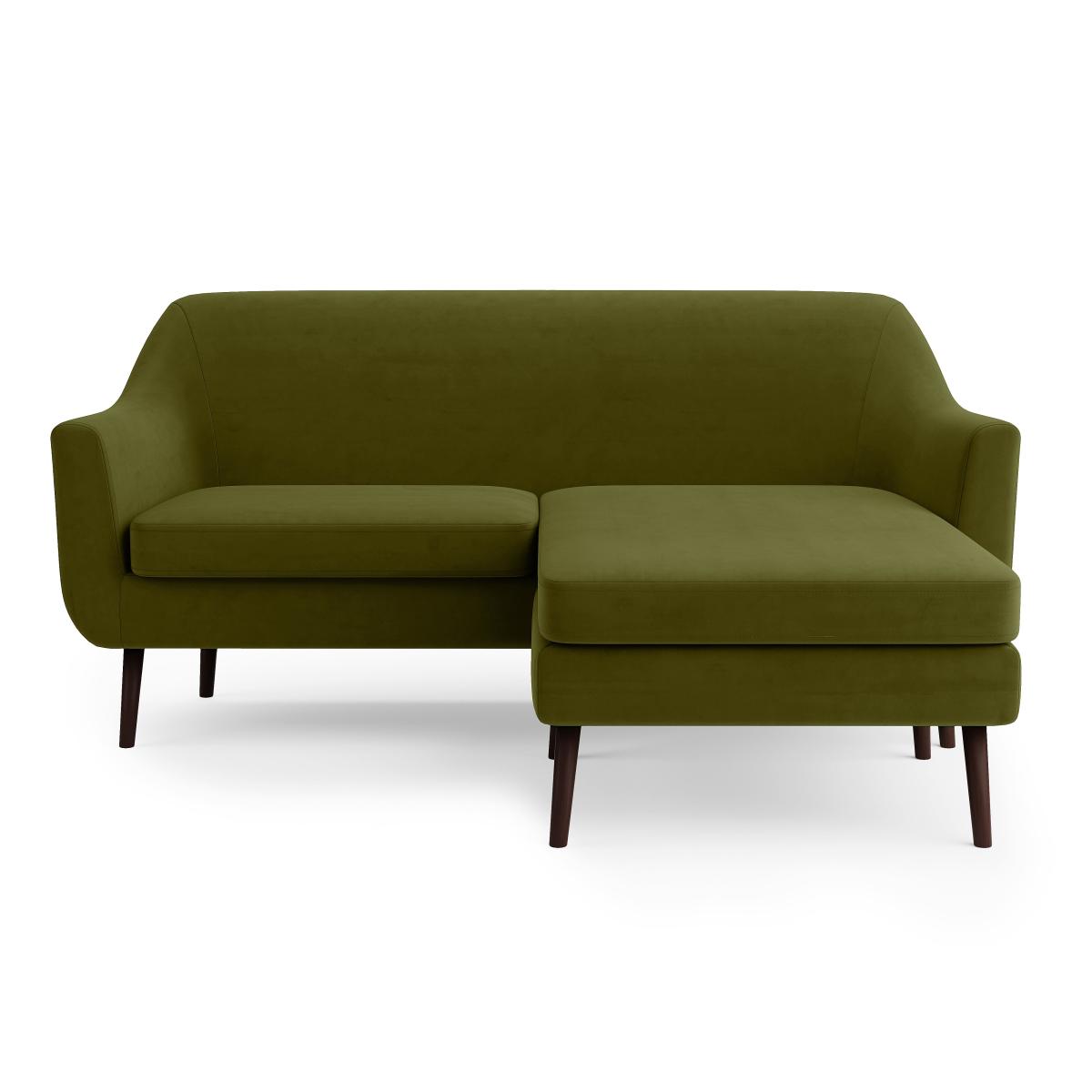 Eddie Velvet Compact Corner Chaise Green – image 3