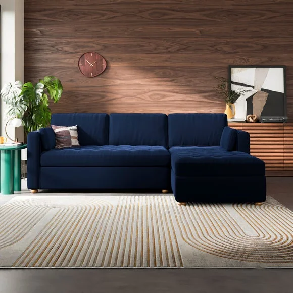 Zoe II Velvet Corner Chaise Sofa – image 1