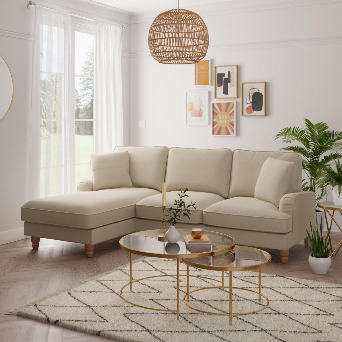 Beatrice Fabric Left Hand Corner Sofa Natural – image 1