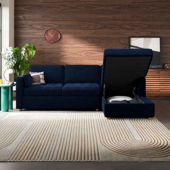Zoe II Velvet Corner Storage Sofa Bed – image 3