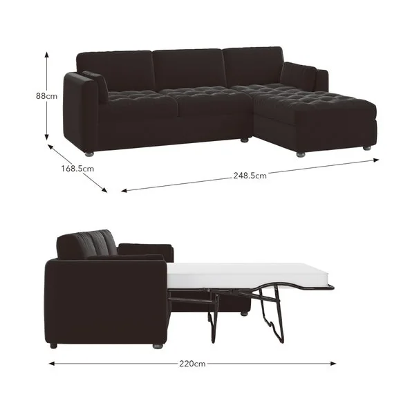 Zoe II Velvet Corner Storage Sofa Bed – image 10