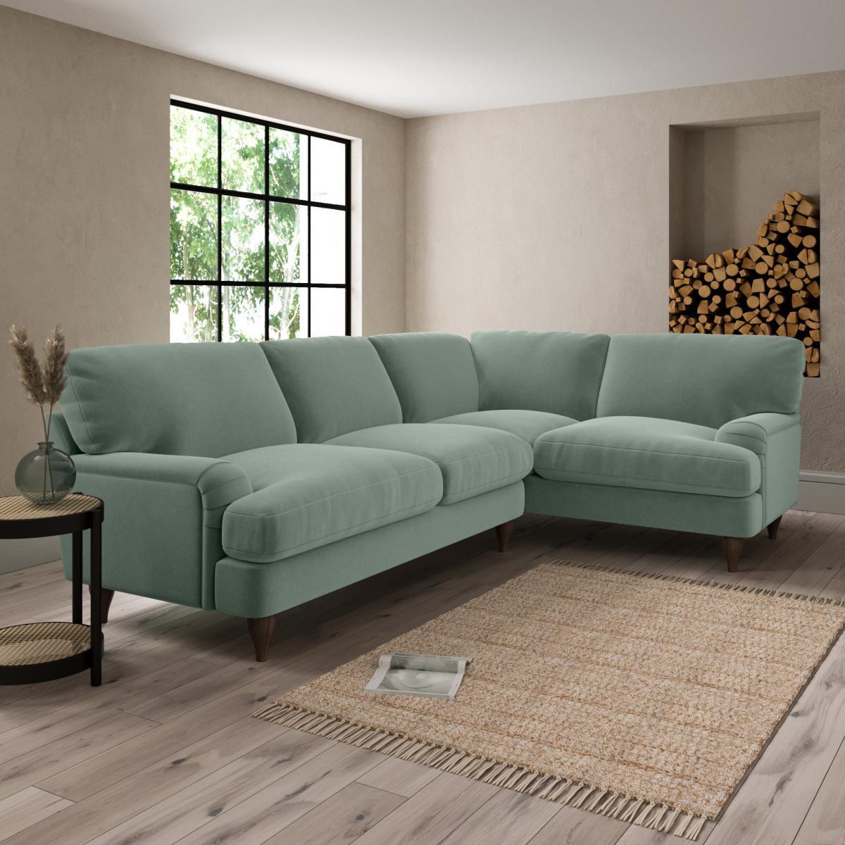 Darwin Luxury Velvet Right Hand Corner Sofa Luxury Velvet Lilypad – image 1