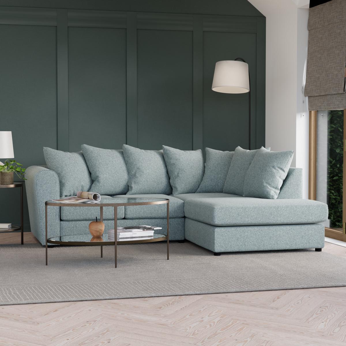 Blake Soft Texture Fabric Corner Sofa Soft Texture Soft Blue – image 2