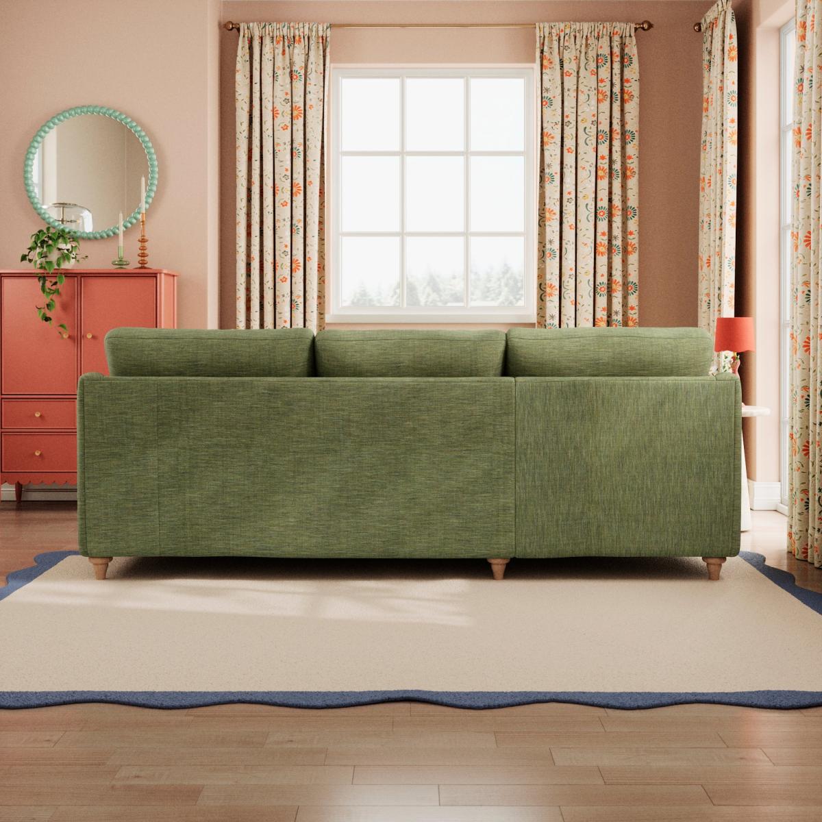 Hattie Slub Faux Linen Corner Chaise Slub Faux Linen Green – image 3