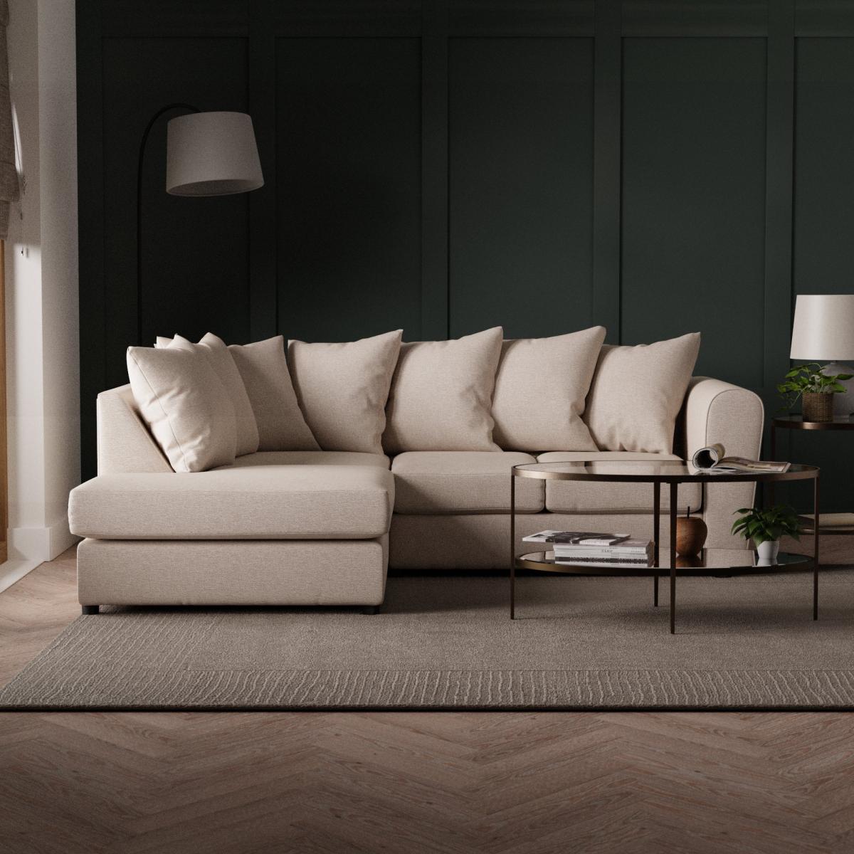 Blake Soft Texture Fabric Corner Sofa Soft Texture Natural – image 1