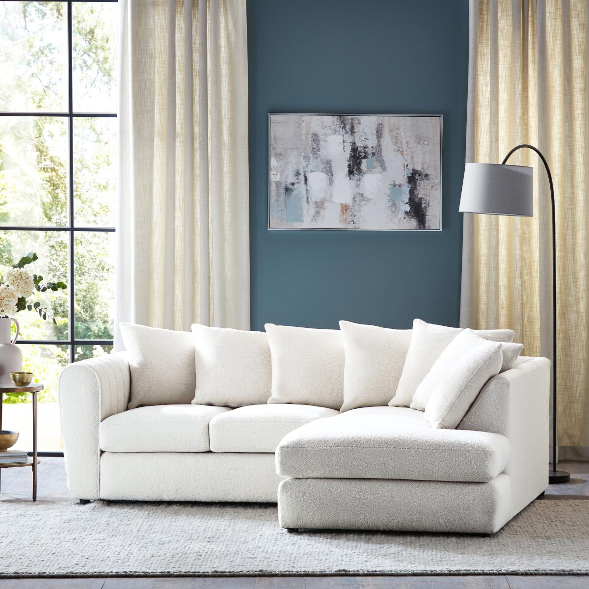 Blake Cosy Sherpa Quilted Arm Corner Chaise Ivory Cream – image 2