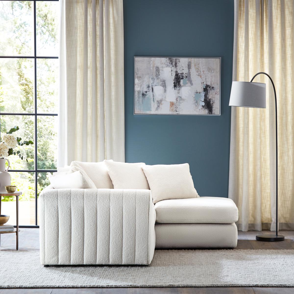 Blake Cosy Sherpa Quilted Arm Corner Chaise Ivory Cream – image 3