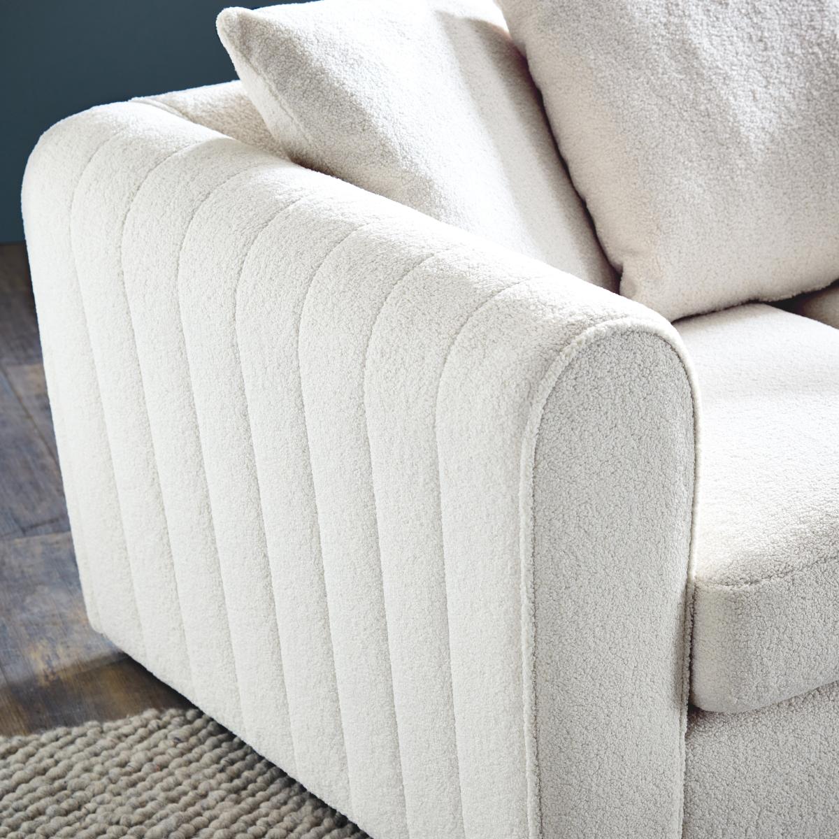 Blake Cosy Sherpa Quilted Arm Corner Chaise Ivory Cream – image 5