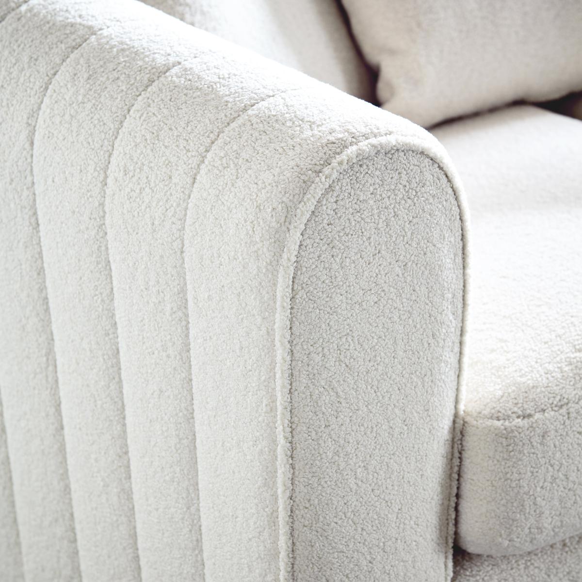 Blake Cosy Sherpa Quilted Arm Corner Chaise Ivory Cream – image 6
