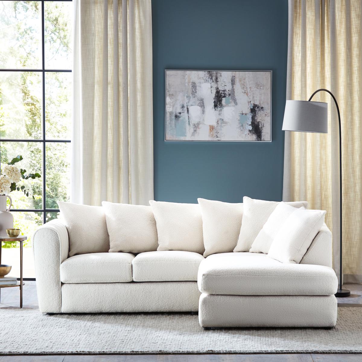 Blake Cosy Sherpa Quilted Arm Corner Chaise Ivory Cream – image 1