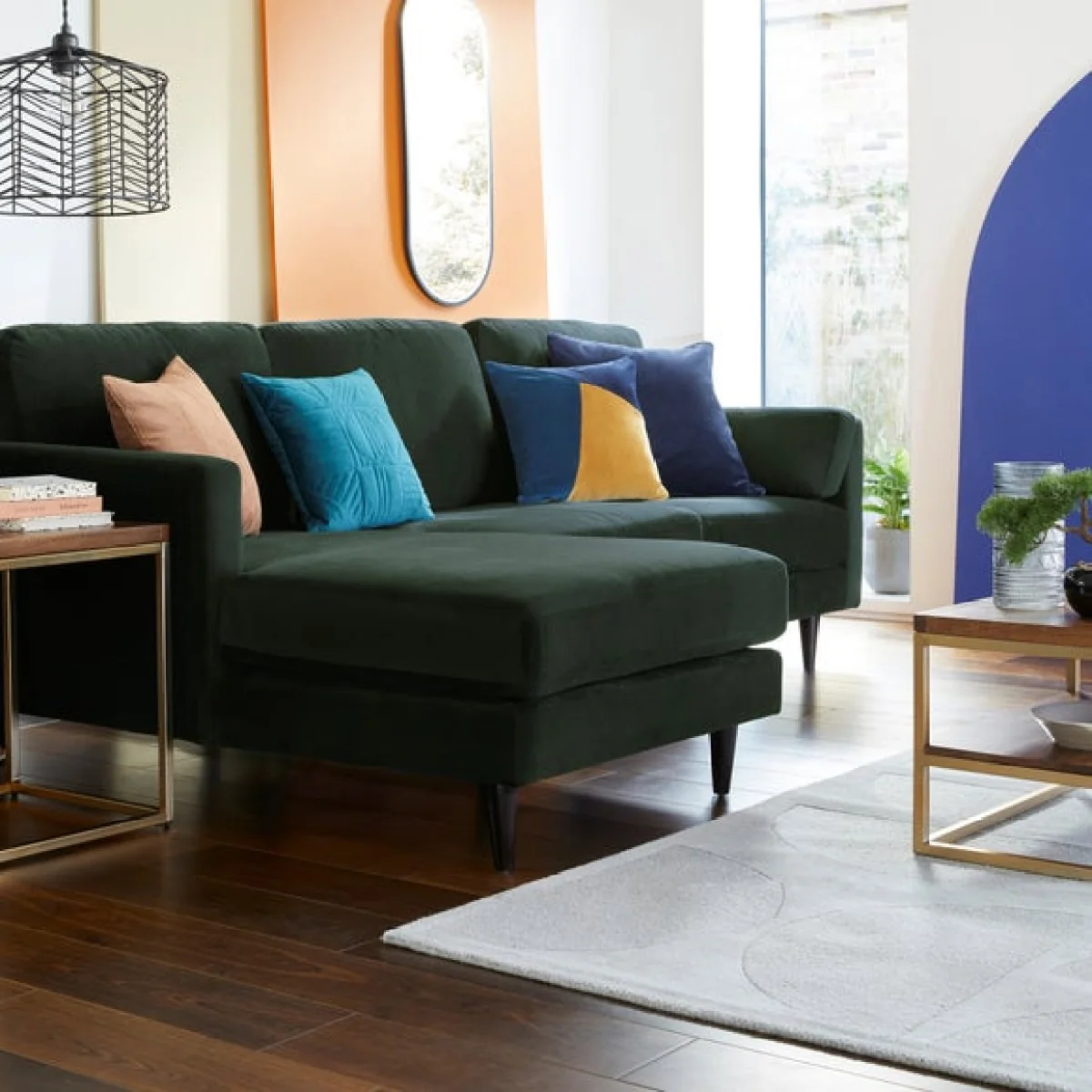 Sheldon Velvet Left Hand Corner Chaise Sofa – image 2