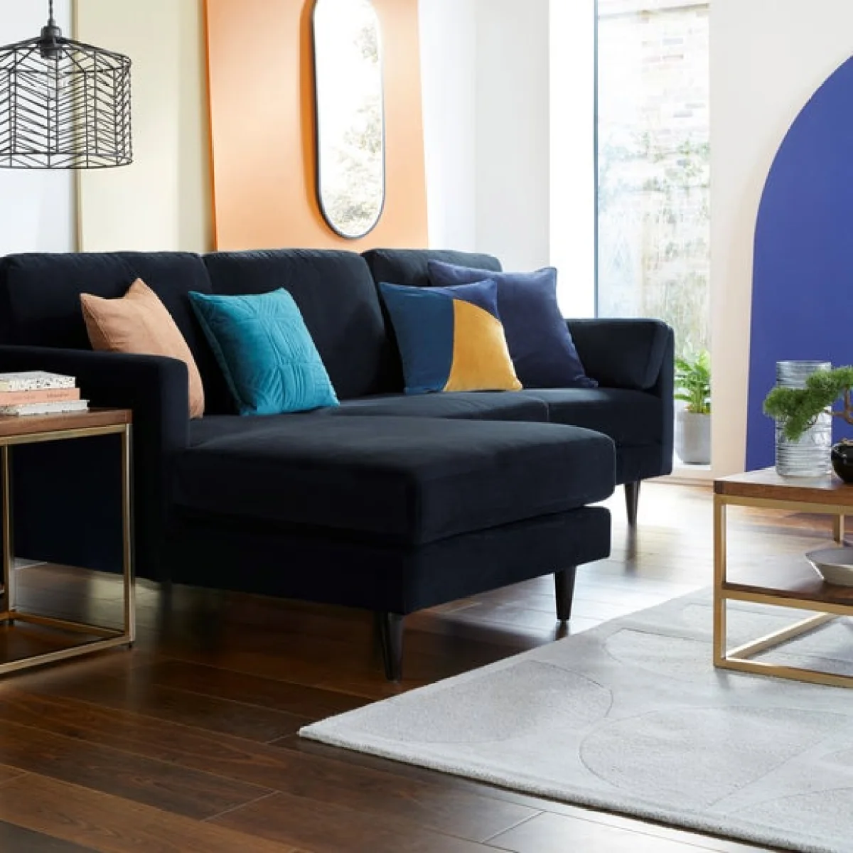 Sheldon Velvet Left Hand Corner Chaise Sofa – image 3