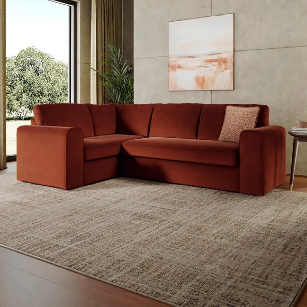 Abel Matte Velvet Corner Sofa – image 1