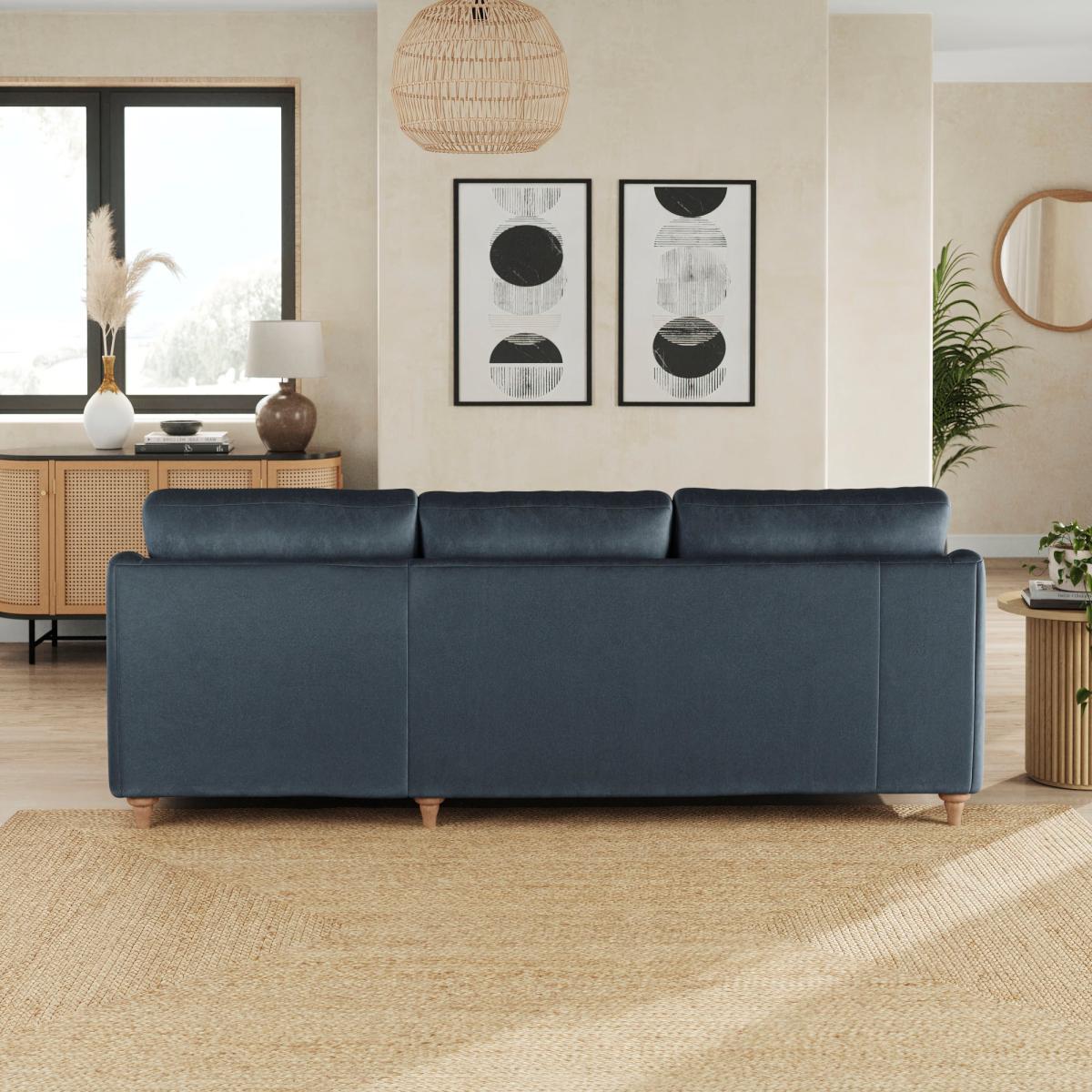 Hattie Matte Plush Velvet Corner Chaise Sofa Matte Plush Velvet Denim – image 3