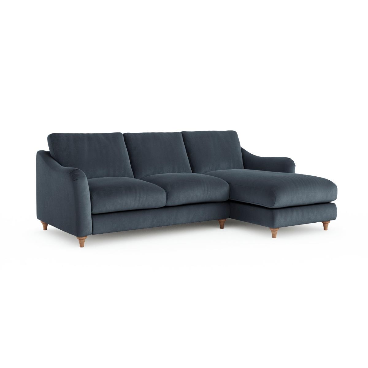 Hattie Matte Plush Velvet Corner Chaise Sofa Matte Plush Velvet Denim – image 6