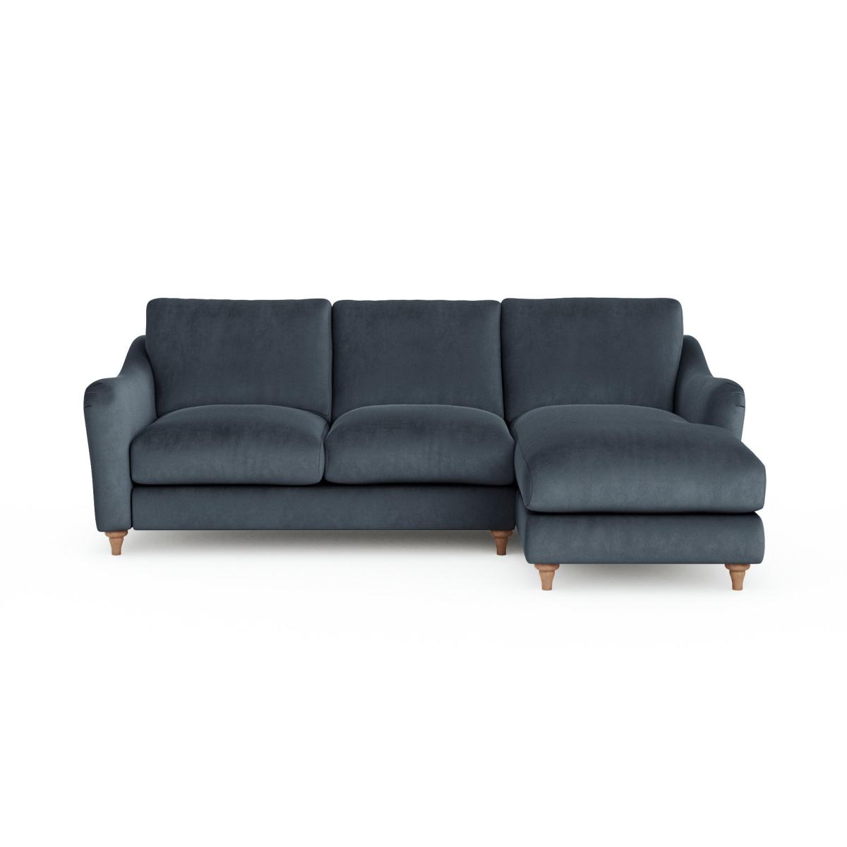 Hattie Matte Plush Velvet Corner Chaise Sofa Matte Plush Velvet Denim – image 7