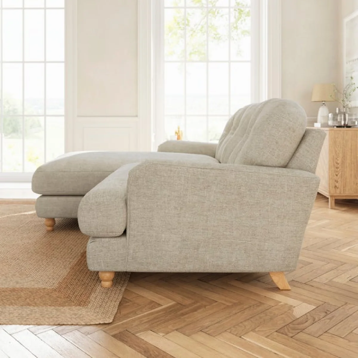Martha Corner Chaise Basket Weave Sofa – image 3