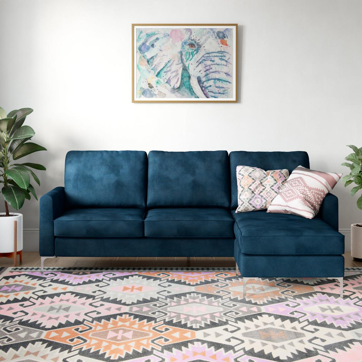 Chapman Velvet Reversible Corner Sofa Blue – image 2