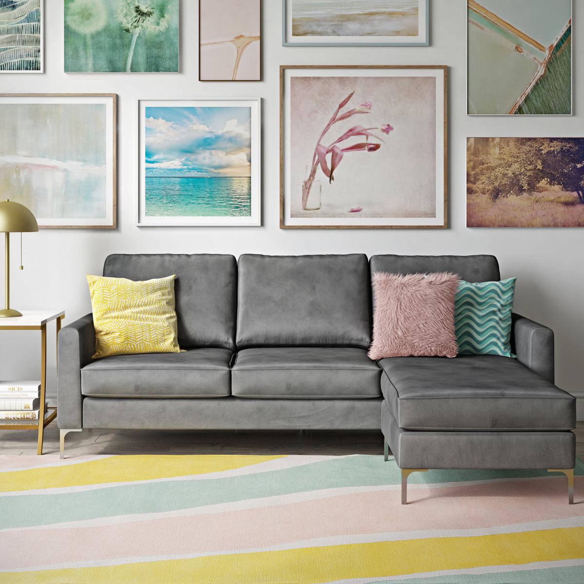 Chapman Velvet Reversible Corner Sofa Blue – image 3