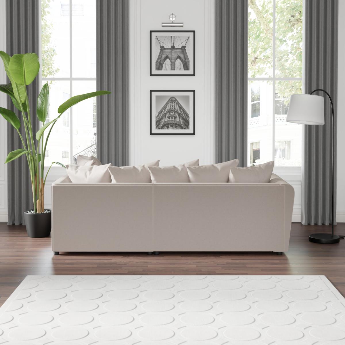 Blake Opulent Velvet Curved Quilted Arm Corner Sofa Beige – image 3