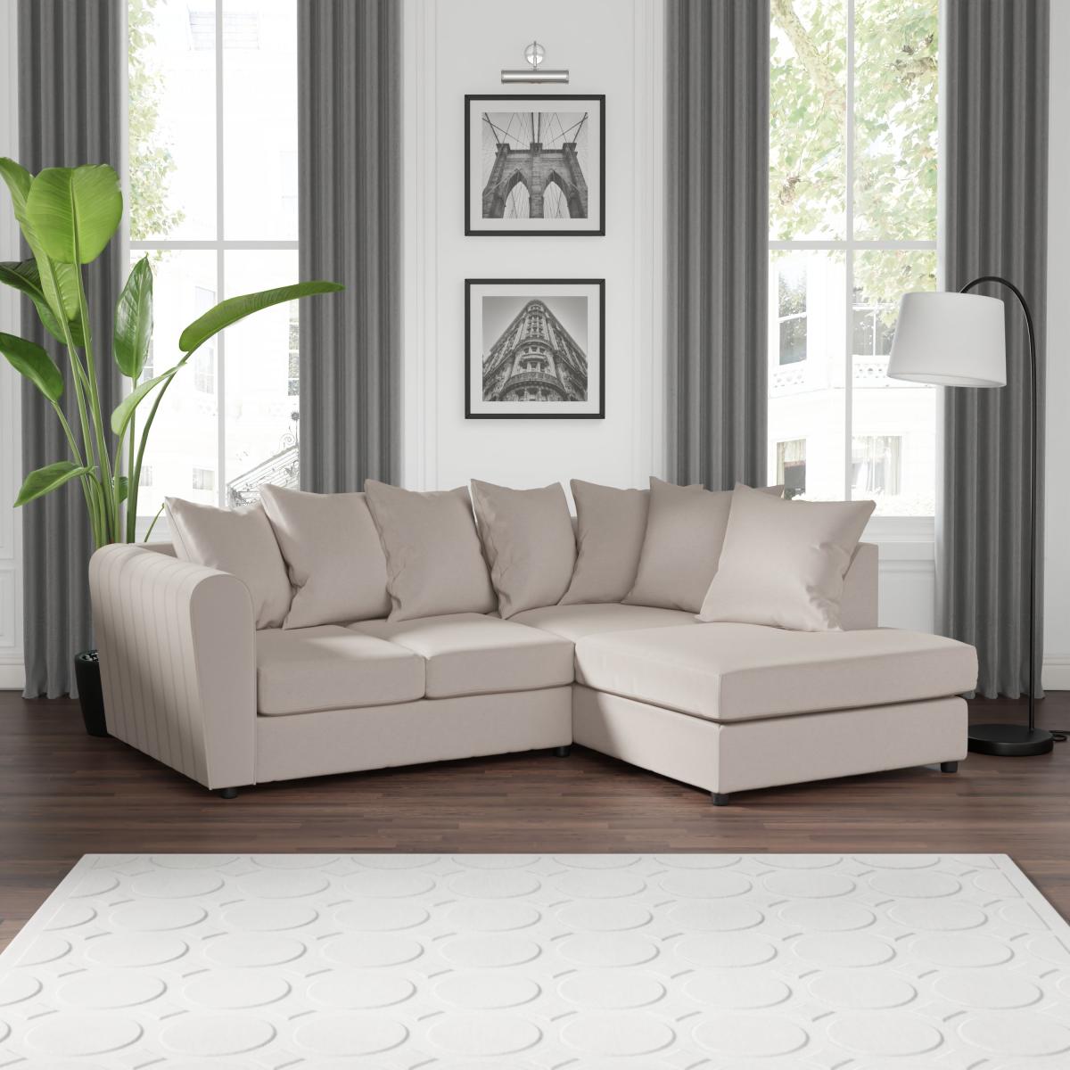 Blake Opulent Velvet Curved Quilted Arm Corner Sofa Beige – image 9