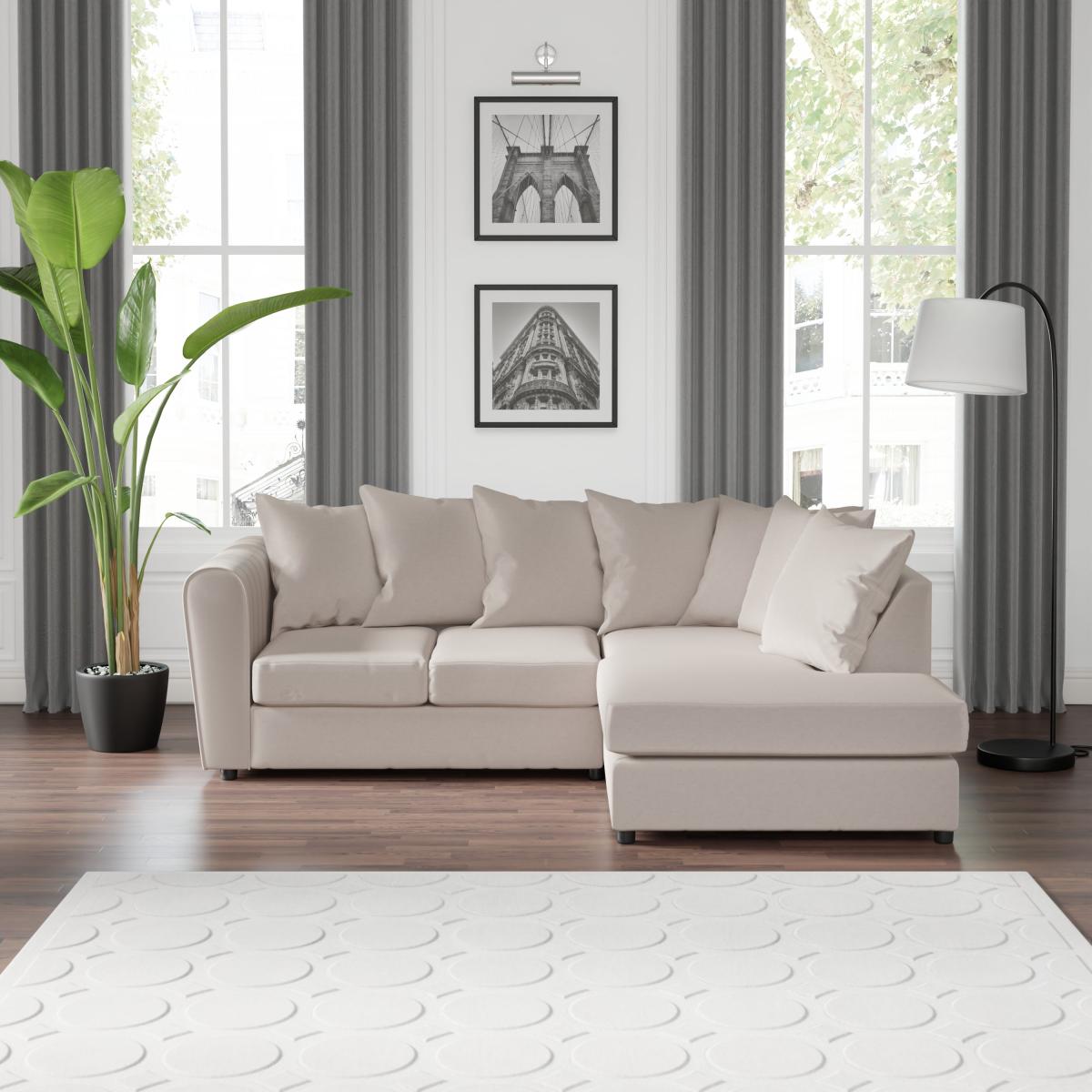 Blake Opulent Velvet Curved Quilted Arm Corner Sofa Beige – image 1