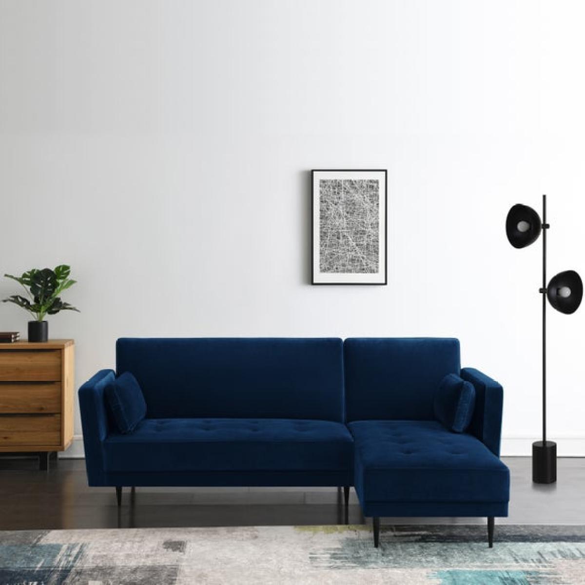 Return - Selma Velvet Corner Double Sofa Bed – image 2