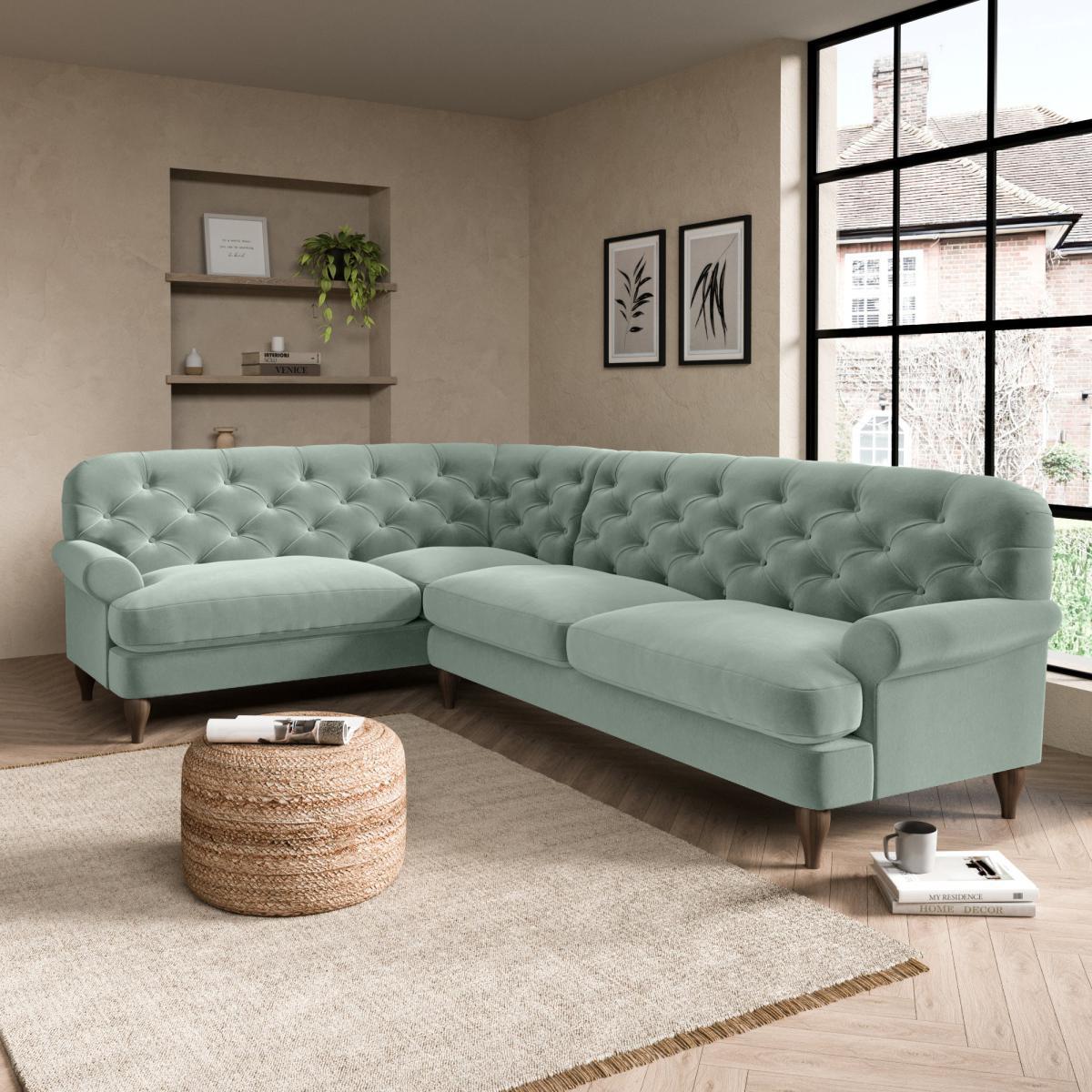 Canterbury Luxury Velvet Left Hand Corner Sofa Luxury Velvet Lilypad – image 1