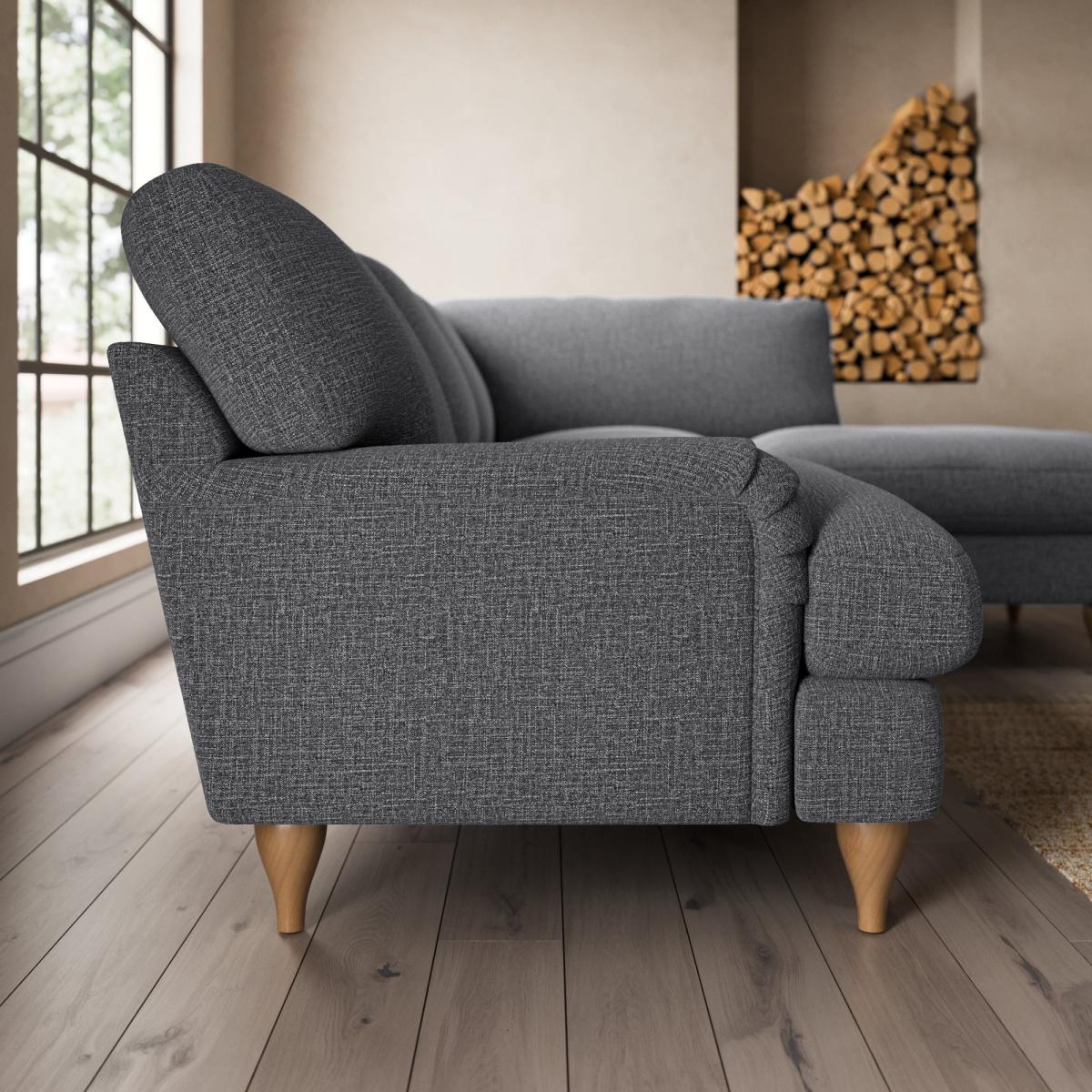 Darwin Corner Chaise Sofa Slub Cotton Blend Black – image 3